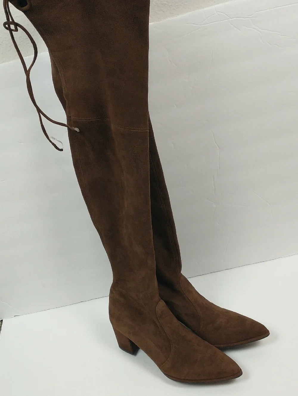 Stuart Weitzman Over-the-Knee Thighland Suede Leather Boots Womens 7.5 Brown